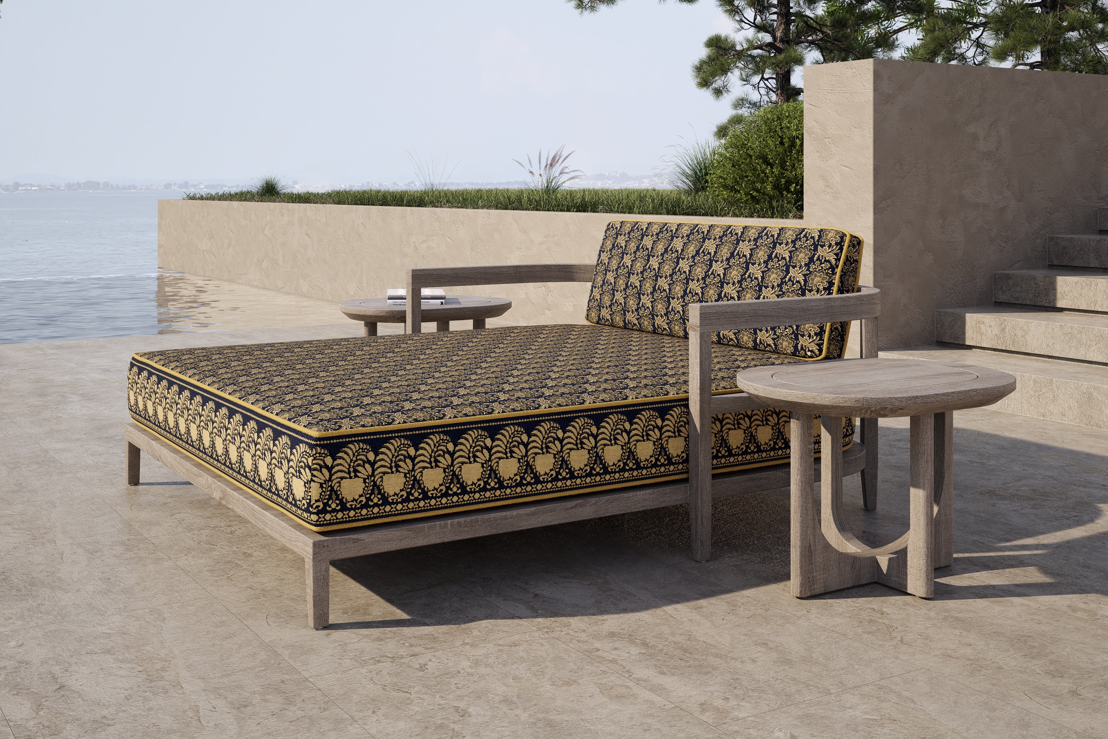Rome Double Outdoor Daybed Teak (Boteh)