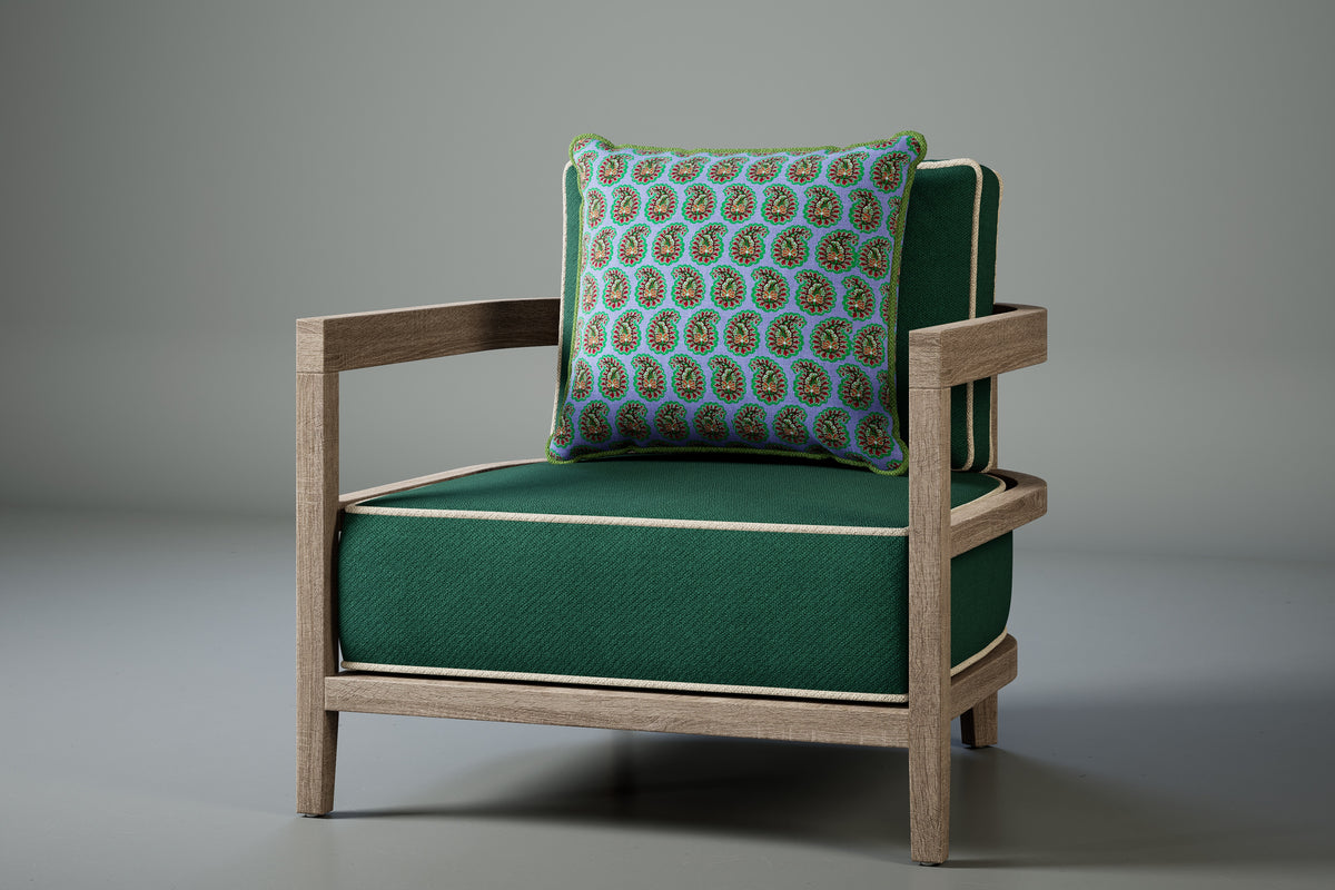 Rome Outdoor Scatter Cushions - Paisley Mid Blue