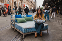 Rome Outdoor Scatter Cushions - Paisley Mid Blue