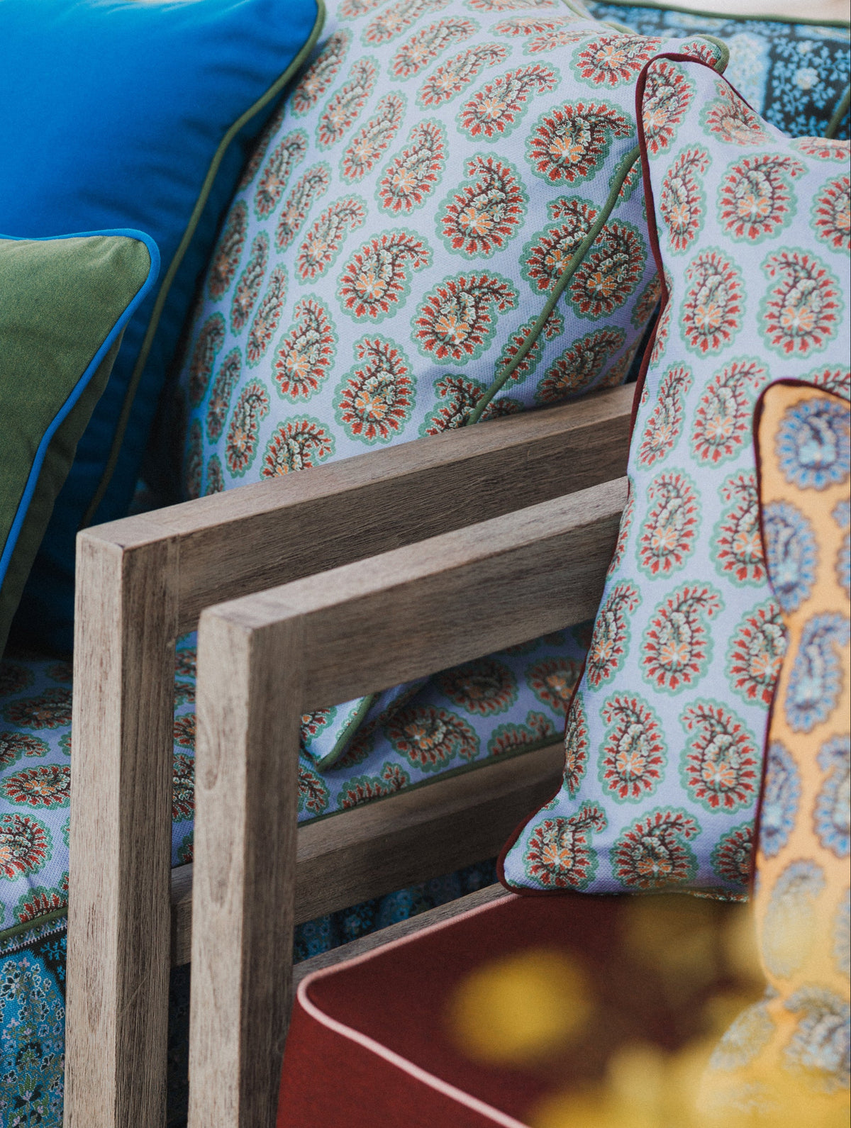 Rome Outdoor Scatter Cushions - Paisley Mid Blue