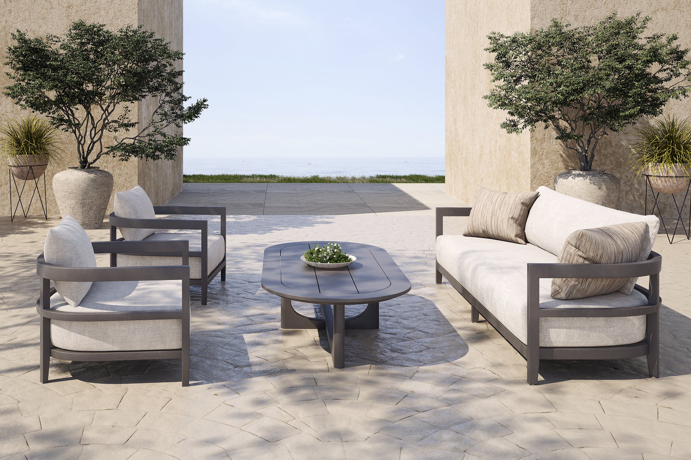 Rome Outdoor Sofa 3 Seat Aluminium